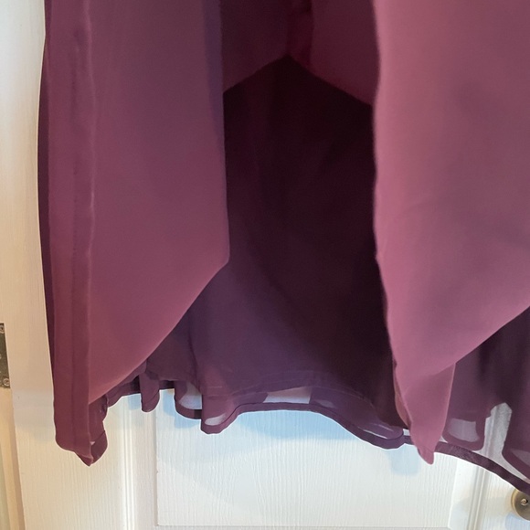 Formal burgundy beaded top and chiffon skirt - Picture 6 of 12